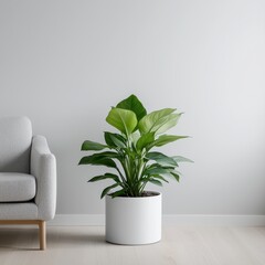 Indoor plant arrangement enhances modern living room clean aesthetic natural elements bright environment