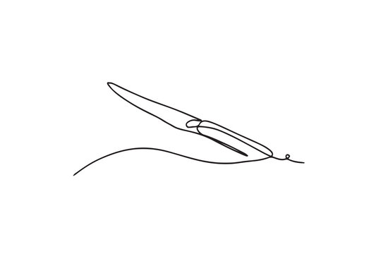 Continuous line drawing of knife. Knife linear icon. One line drawing background.