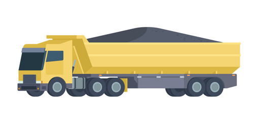 Semi-Trailer Coal Truck Vector Illustration. Fully Editable Element for Easy Customization	