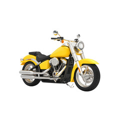Obraz premium A vibrant yellow motorcycle parked in an urban setting., isolated on a transparent background.