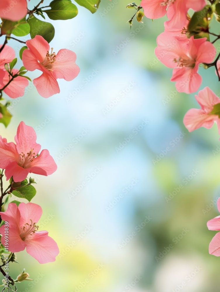 Poster beautiful pink flowers provide a vibrant copy space for creative text placement in a soft focus back