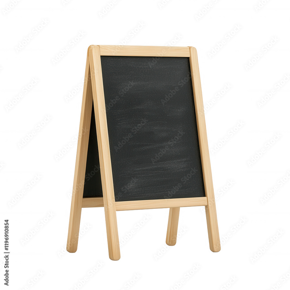 Aufkleber an empty blackboard stand ready for creative ideas and messages in any setting., isolated on a trans