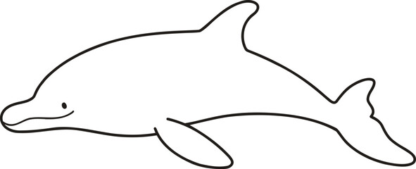 Adorable and simple dolphin line art illustration