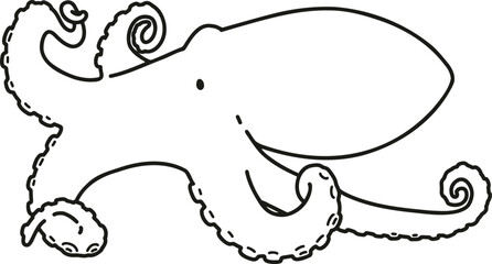 Simple and adorable octopus line art illustration