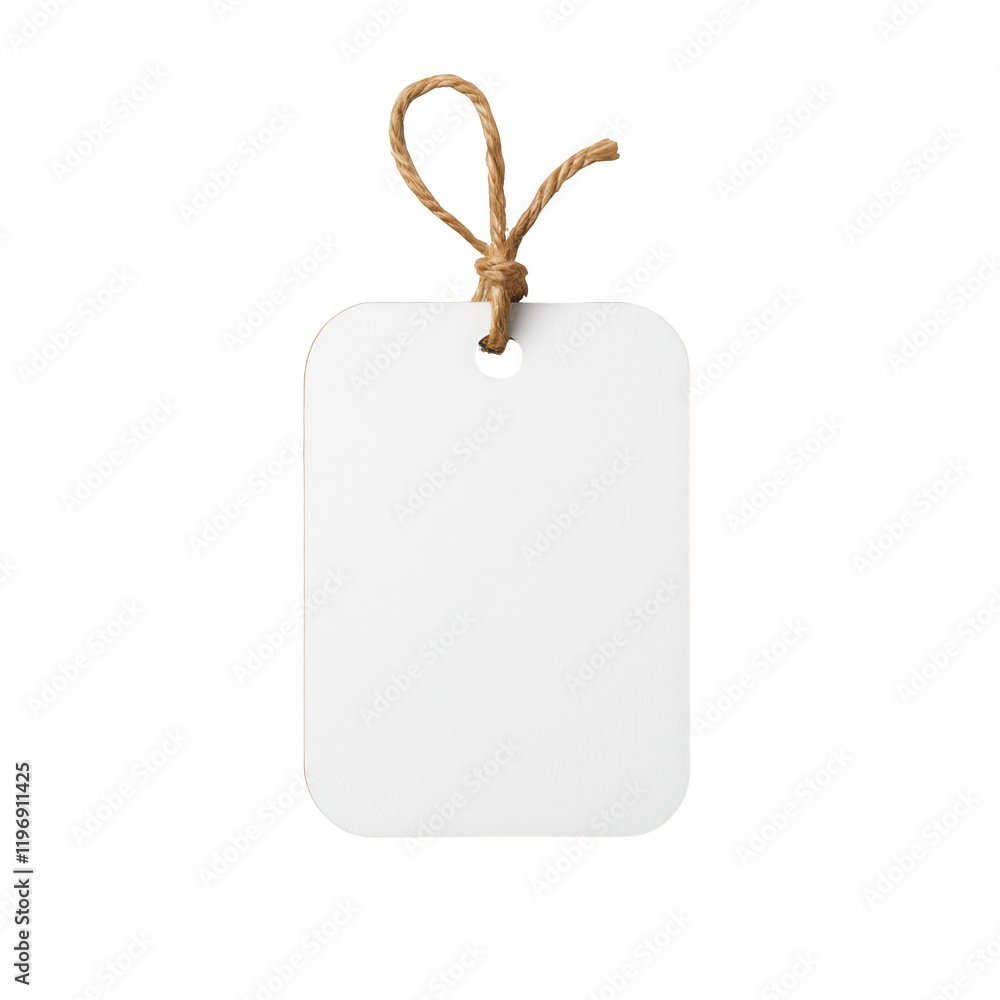Poster blank tag label with string for customizable branding or pricing purposes., isolated on a transparen
