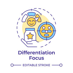 Differentiation focus multi color concept icon. Unique needs and preferences. Business competitive advantage. Round shape line illustration. Abstract idea. Graphic design. Easy to use in article