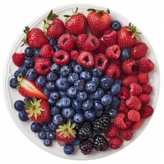 Obraz premium A platter of assorted fresh berries including blueberries, raspberries, and strawberries