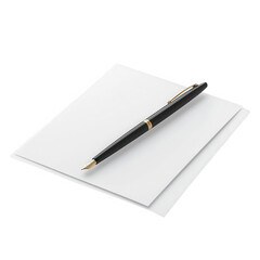 Naklejka premium Elegant pen resting on blank stationery for professional writing and correspondence., isolated on a transparent background.