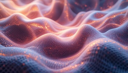 Fototapeta premium Abstract Digital Waveform Texture: Orange and Blue Hues in a Mesmerizing 3D Render