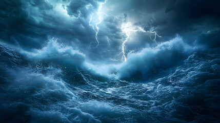 big waves on the sea and clouds 