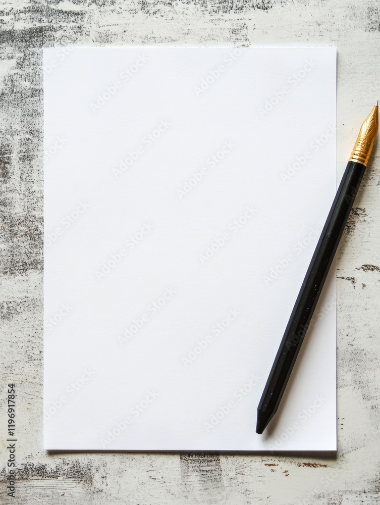 Poster blank stationery on rustic surface ready for creative writing or planning tasks in a quiet setting. 