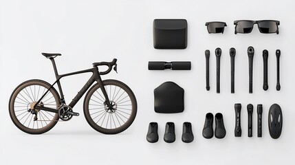 Fototapeta premium Black road bike with accessories.