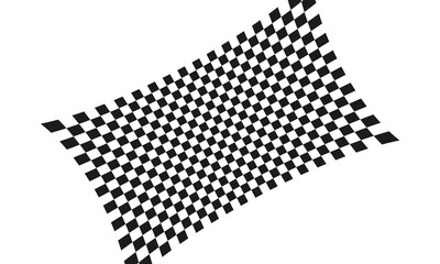 Checkered racing flag waving at the finish line during a car race, illustrating speed and success