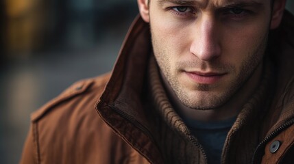 Fototapeta premium A person wearing a jacket, great for portraits or street photography