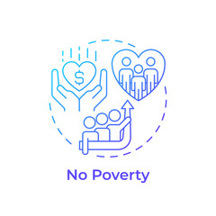 Obraz premium No poverty blue gradient concept icon. Social equality. Economic growth, finance. Round shape line illustration. Abstract idea. Graphic design. Easy to use in infographic, presentation