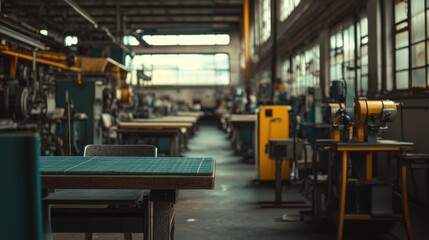 Factory Interior Industrial Machines, Workspace, Vintage Equipment