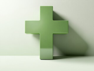 Fototapeta premium Minimal Green Medical Cross Symbol 