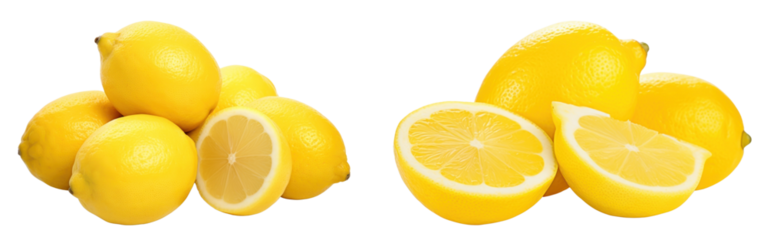 Lemon slice png cut out element set, transparent background