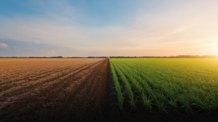 Obraz premium Economic growth and inequality impact on poverty in agriculture rural landscapes high-contrast viewpoint