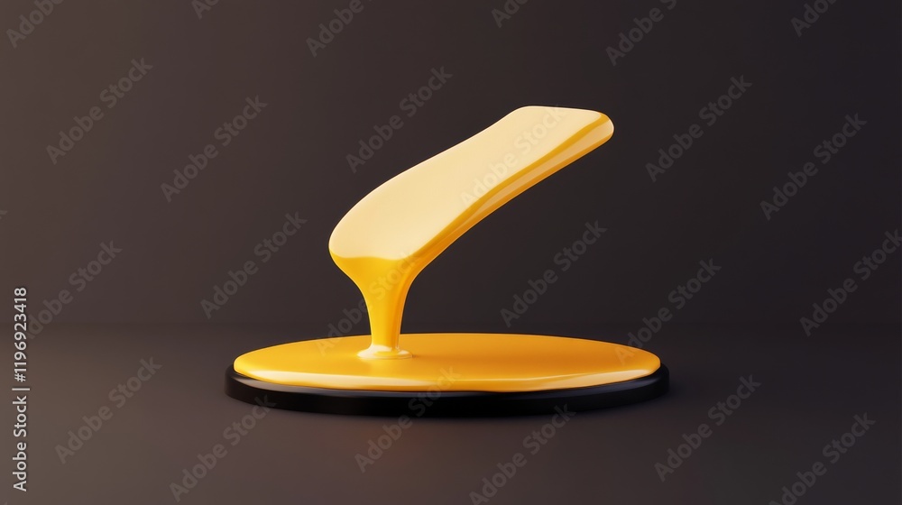 Aufkleber a stylized yellow object resembling liquid dripping from a smooth surface, set against a dark backgr