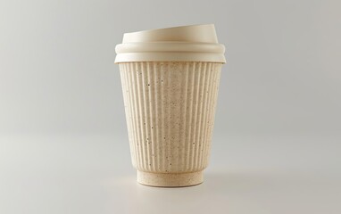 Biodegradable cup mockup isolated on white background. Compostable, eco friendly materials concept, conscious, sustainable, organic, natural, green, renewable, environmentally safe, decomposable