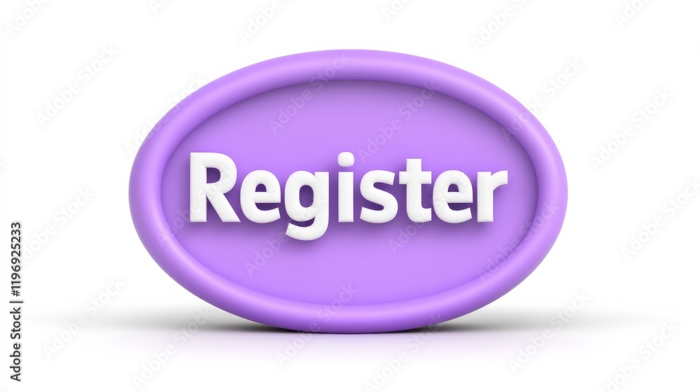 Poster a purple oval button with the word 