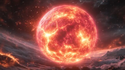 Fiery Planet Exploding In Space Showing Intense Heat