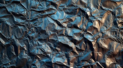 Textured gray foil backdrop with crumpled and creased surface patterns