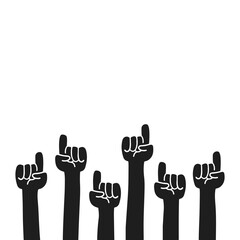 Fototapeta premium Hands up illustration. Raised index finger. Unified gesture. Raised index finger gesture.