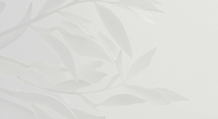 Obraz premium Elegant White Floral Design Paper Cutout Leaves Minimalist Background