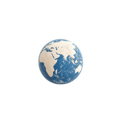 A detailed depiction of Earth showcasing land and water features., isolated on a transparent background.