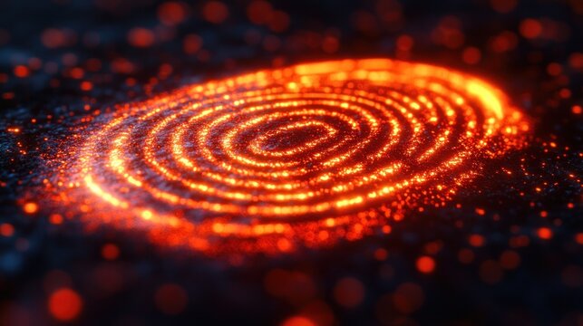 Glowing Fingerprint, Dark Background, Security Concept