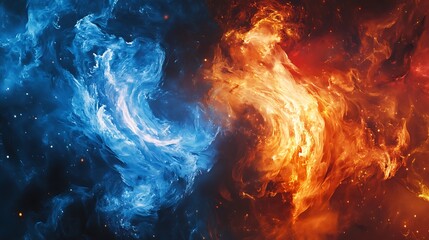 A dynamic whirlwind of fire and ice in perfect harmony