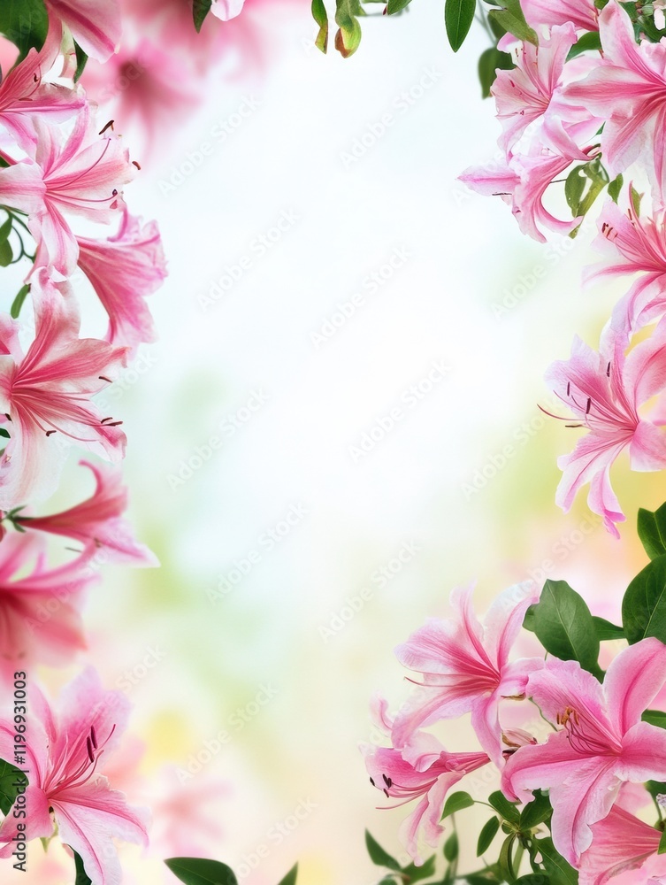 Poster bright and colorful pink flowers create an inviting space for text placement in a serene garden sett