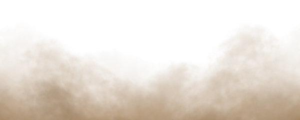 Dust sand soil smoke cloud particles isolated on transparent white background. Brown sandstorm smog sand dust explosion rising. Design elements for Compositing, covering, overlay, PNG