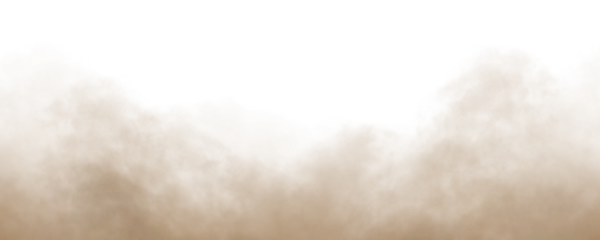 Dust sand soil smoke cloud particles isolated on transparent white background. Brown sandstorm smog sand dust explosion rising. Design elements for Compositing, covering, overlay, PNG
