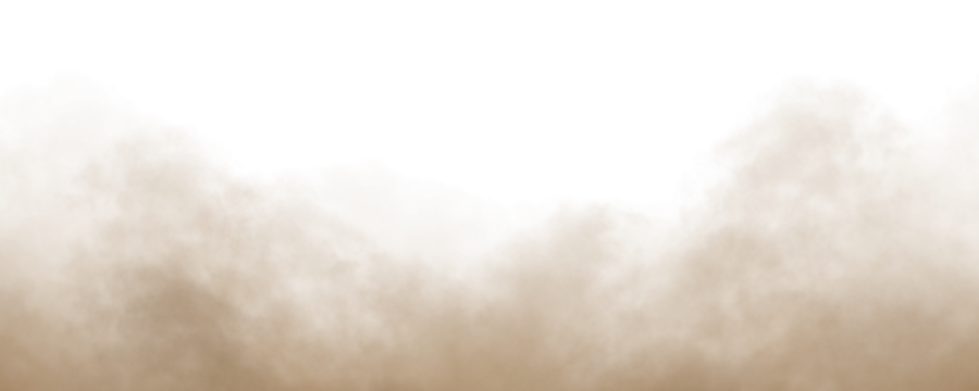 Dust sand soil smoke cloud particles isolated on transparent white background. Brown sandstorm smog sand dust explosion rising. Design elements for Compositing, covering, overlay, PNG