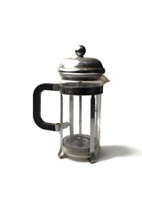 dirty french press coffee isolated on white background