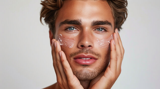 Clear Skin Confidence: Stylish Young Man Promoting Men's Facial Scrub