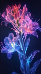 Obraz premium Luminous Lily Bouquet With Brilliant Pink and Blue Petals in Radiant Floral Glow