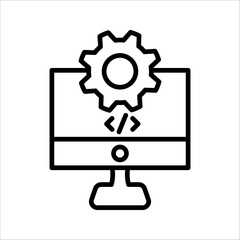 Display Code Icon for Coding Tutorials and Developer Resources In Trendy Flat Style Template on white background