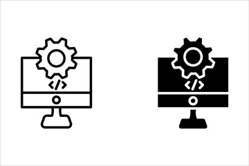 Display Code Icon for Coding Tutorials and Developer Resources In Trendy Flat Style Template on white background