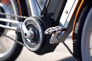 A detailed view of a bicycle's chain and attachment, ideal for use in articles or social media posts about cycling