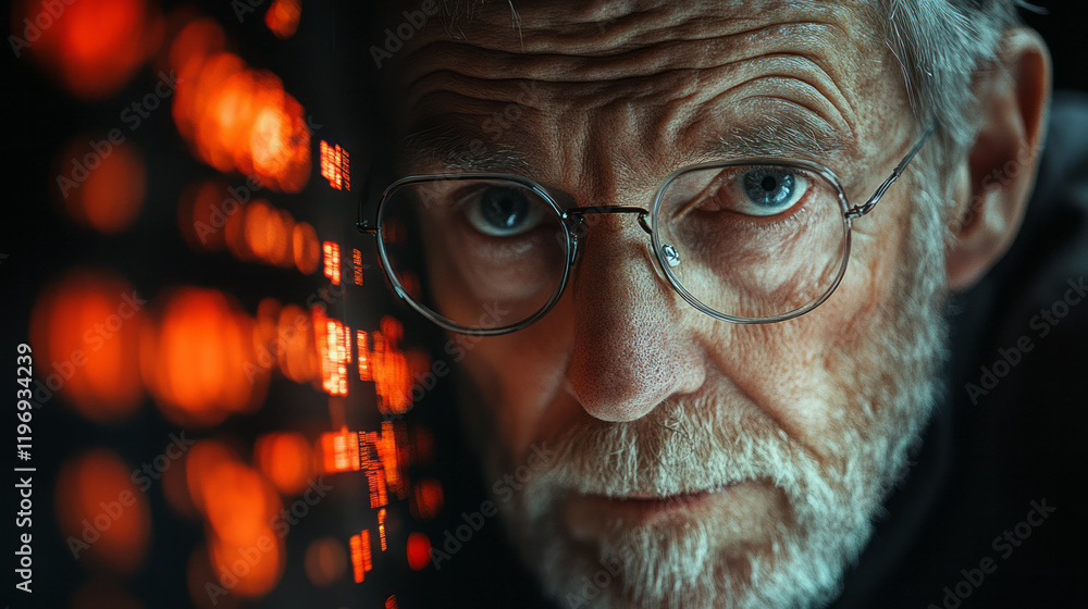 Poster a retired codebreaker is forced back into action when an encrypted file surfaces, threatening an int