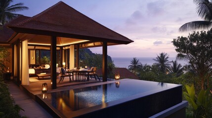 Fototapeta premium Luxury Villa Sunset Ocean View