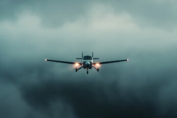 Fototapeta premium Aircraft navigating through dark storm clouds during adverse weather conditions