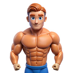 Cartoon Style Bodybuilder with Muscular Build and Confident Pose