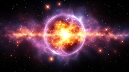 Obraz premium Cosmic Explosion Celestial Fiery Nebula Starburst