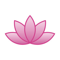 Lotus flower icon. Logo Symbol for eco, beauty, zen, spa, yoga, massage, medical companies. Pink blooming lotus flower icon isolated on white background, flat vector illustration. 