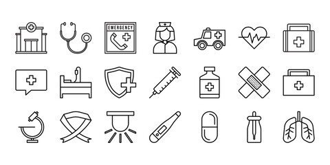 Hospital and medical health care line icon design vector symbol illustration